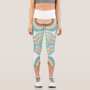 Leggings Capri Naranja azul ondulado colorido abstracto