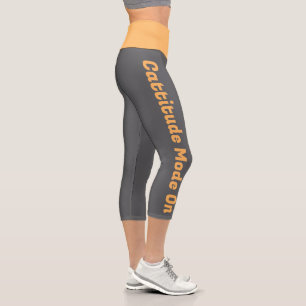 Leggings Capri Naranja brillante personalizado hecho Personalizad