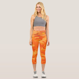 Leggings Capri Naranja Camo Yellow Monograma Iniciales Diversión