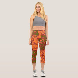 Leggings Capri Naranja Capris De Alto Despido