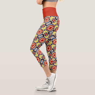 Leggings Capri Naranja de cadera Marrón Rojo Amarillo Azul Arte 