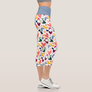 Leggings Capri Naranja de coral Mint Green Pink Blue Heart Patter
