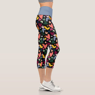 Leggings Capri Naranja de coral Mint Green Pink Blue Heart Patter