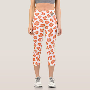 Leggings Capri Naranja de impresión Leopard Monograma INITIALES M