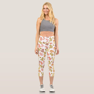 Leggings Capri Naranja de oro y óxido de los Rosas de acequia