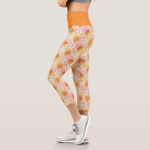 Naranja Floral Mandala Círculo Patrón de Batik