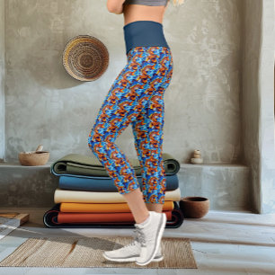Leggings Capri Naranja Koi Fish Blue