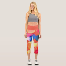 Leggings Capri Naranja moderno acuarela arty colorido arte funky
