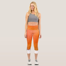 Leggings Capri Naranja moderno acuarela arty colorido arte funky