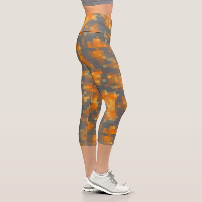 Leggings Capri Naranja Mustard Navy Verde azulado a rayas (Derecha)