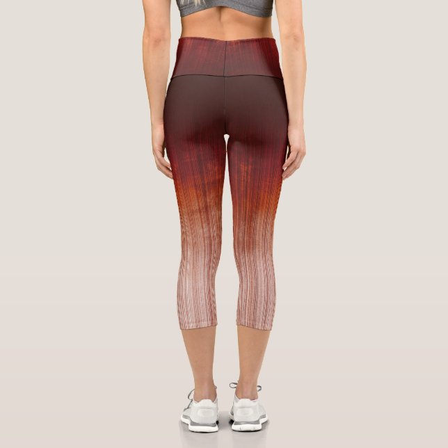 Leggings Capri Naranja rojo Gris Rústico blanco rayado oscuro (Reverso )