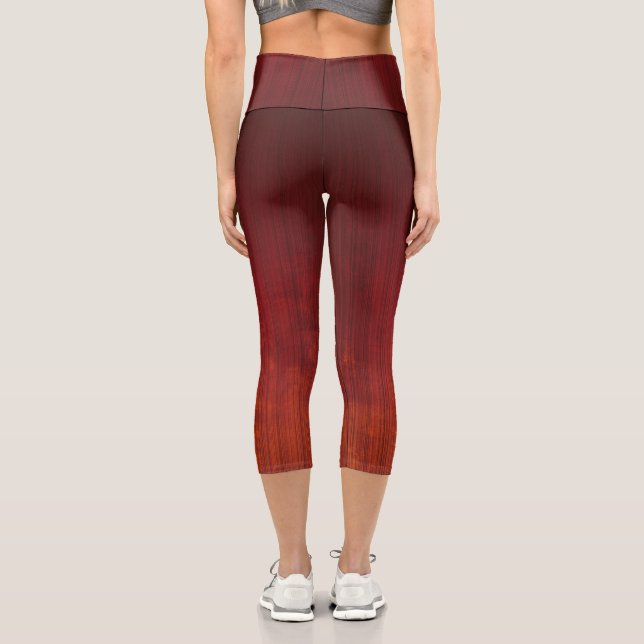 Leggings Capri Naranja rojo oscuro a rayas rústicas (Reverso )