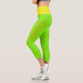 Leggings Capri Naranja verde neón  yoga entrenamiento deportivo