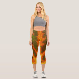 Leggings Capri Naranja verde y hoja de aluminio amarillo #1