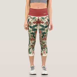 Leggings Capri Navidad victoriana/clásica/vintage personalizada