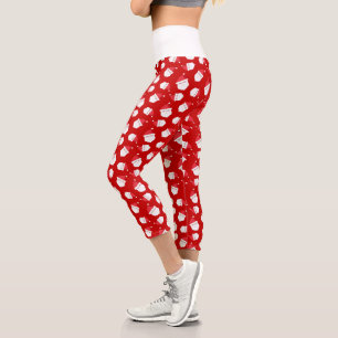 Leggings Capri Navidades del patrón de cabeza de Santa Claus