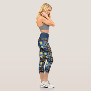 Leggings Capri Navidades en el desierto Saguaro Cactus al suroest