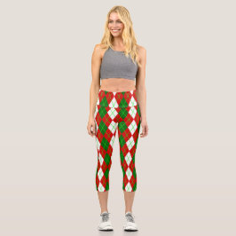 Leggings Capri navidades feos argyle plaid retro