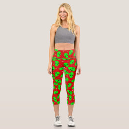 Leggings Capri navidades feos estrellas rojas alienígenas