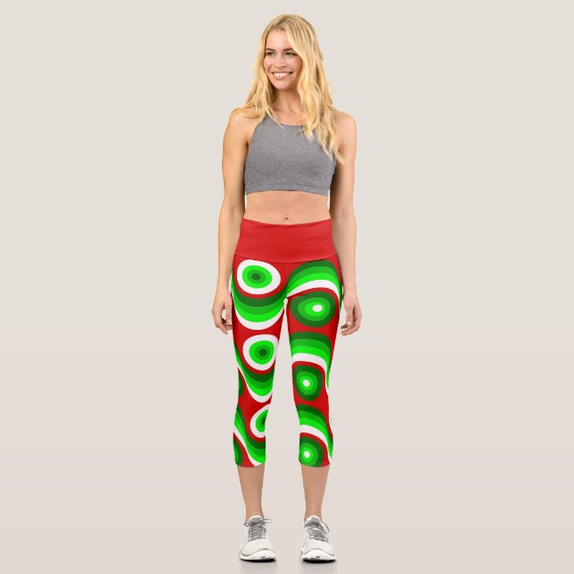 Leggings Capri navidades feos mod groovy red (Anverso)
