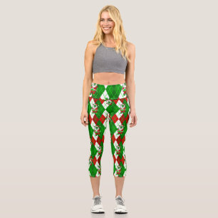 Leggings Capri navidades feos santa zombie argyle