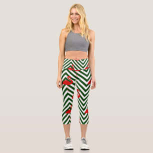 Leggings Capri navidades flamingo chevron green