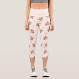 Leggings Capri Navidades hermosos patrón de pan de jengibre