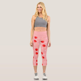 Leggings Capri navidades manzanas de caramelo rojo rosadas