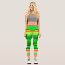 Leggings Capri Navidades rojos verdes a rayas