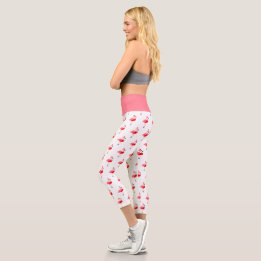 Leggings Capri Navidades Santa Flamingo Rosa Ilustrados