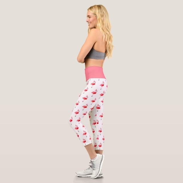 Leggings Capri Navidades Santa Flamingo Rosa Ilustrados (Izquierda)