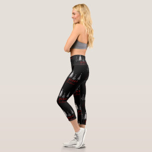 Leggings Capri Navidades Sencillos Elegantes Pine Tree Negro