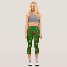 Leggings Capri navidades tropicales tiki retro green