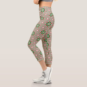 Leggings Capri Navideño caleidoscopio boho ecléctico trippy funky