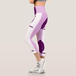Leggings Capri Negrita Resumen Arte Círculo Púrpura Blanco Rosa