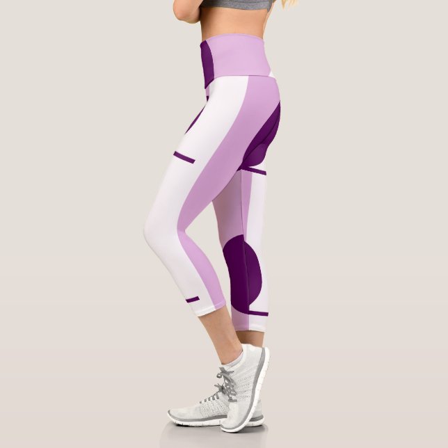 Leggings Capri Negrita Resumen Arte Círculo Púrpura Blanco Rosa (Izquierda)