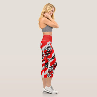 Leggings Capri Negro rojo y blanco