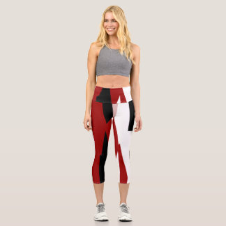 Leggings Capri Negro rojo y blanco