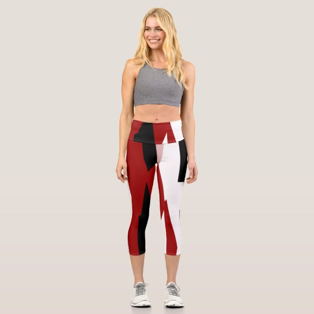 Leggings Capri Negro rojo y blanco (Anverso)
