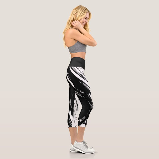 Leggings Capri Negro y Blanco Moderno (Derecha)