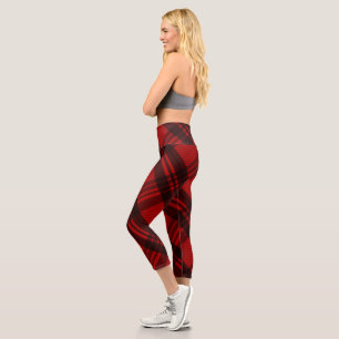 Leggings Capri Negro y Rojo trenzado moderno