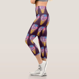 Leggings Capri Neon Ice Cream Dog