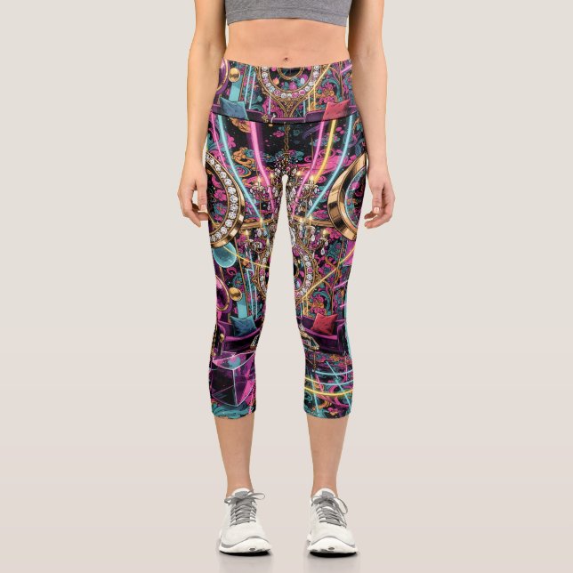 Leggings Capri Neon Psychedelic Luxury Lounge Art (Anverso)