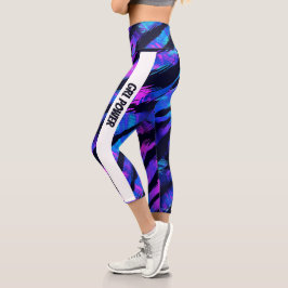 Leggings Capri Neon Purple Animal