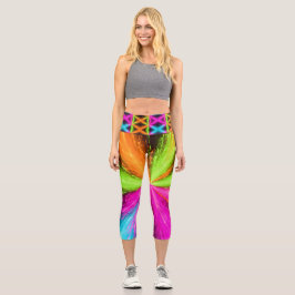 Leggings Capri Neon Radial Burst Explosion