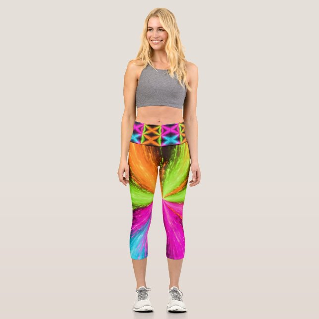 Leggings Capri Neon Radial Burst Explosion (Anverso)