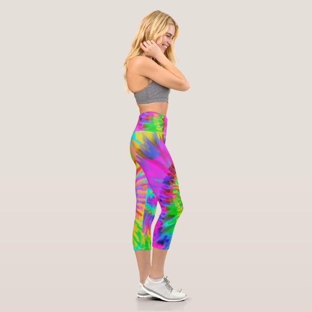 Leggings Capri Neon Tie Dye Swirl High Waisted Capris (Derecha)
