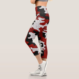 Leggings Capri New Mexico Red & Silver Camo Printed