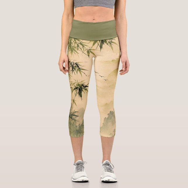 Leggings Capri Niebla de bambú salvia (Anverso)