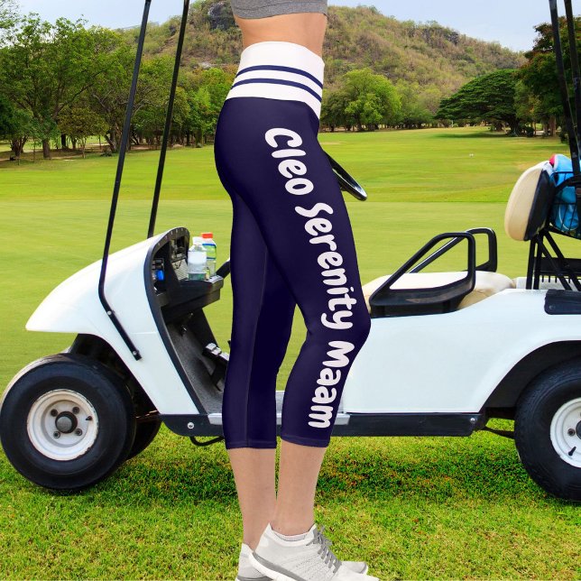Leggings Capri Nombre de gato del Mascota rayado azul de la marin (Subido por el creador)